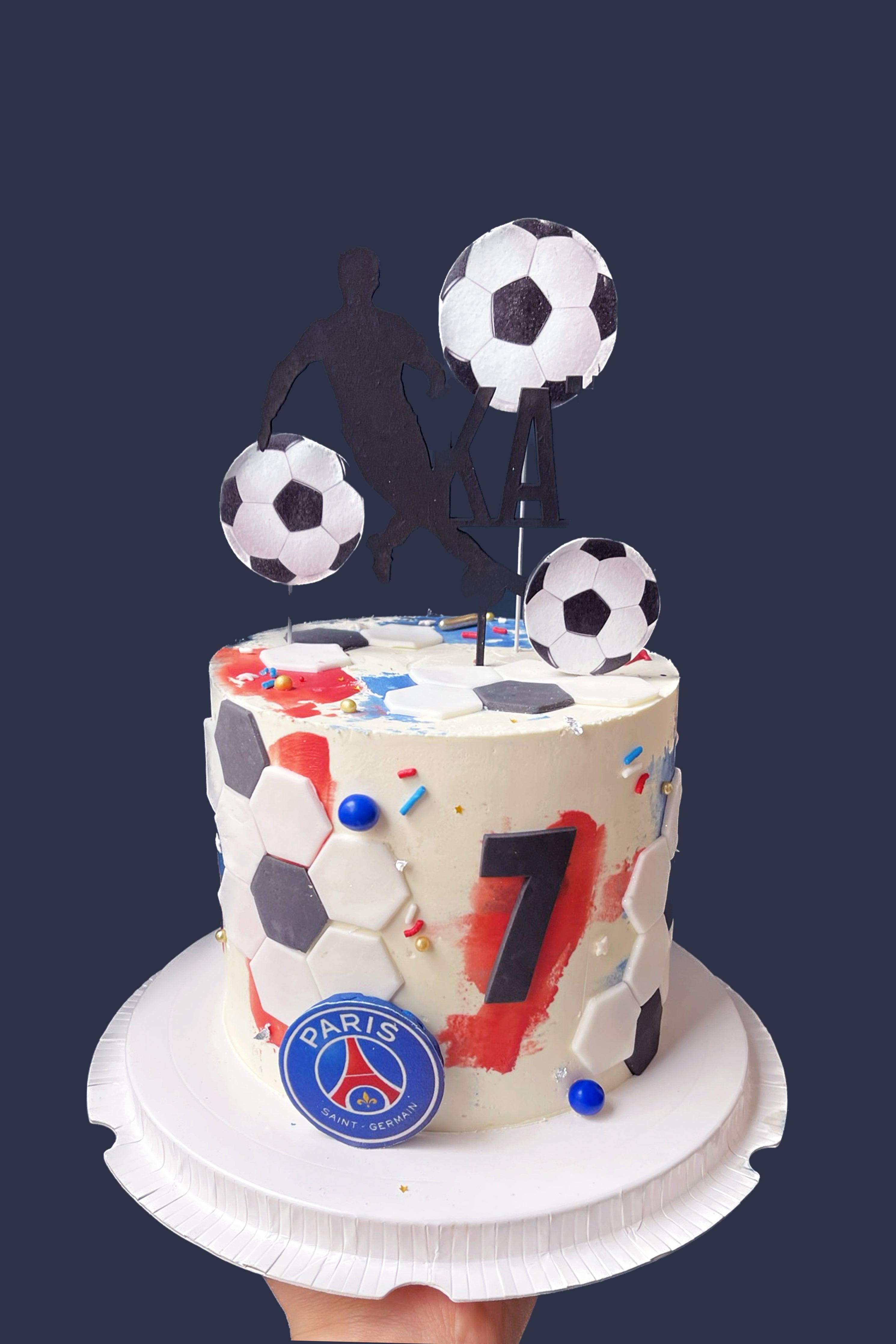 Gâteau d'anniversaire PSG, gâteau PSG en pâte à sucre, gâteau